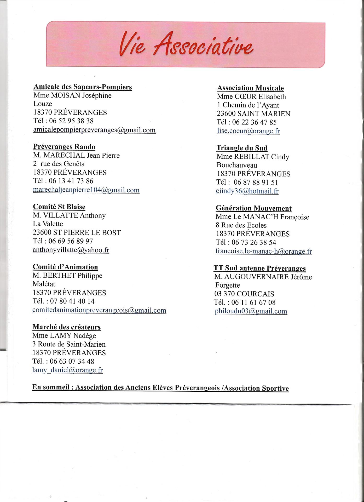 Liste des assos